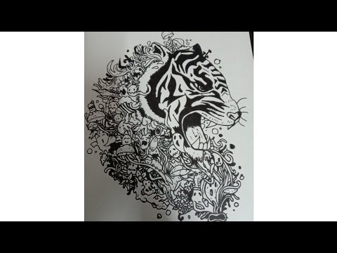 Drawing Creative doodle of Tiger 🐯 with me