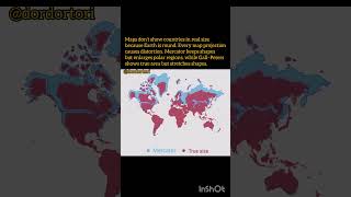 The difference between the countries' actual areas and the map we use, #map #facts #world #geography
