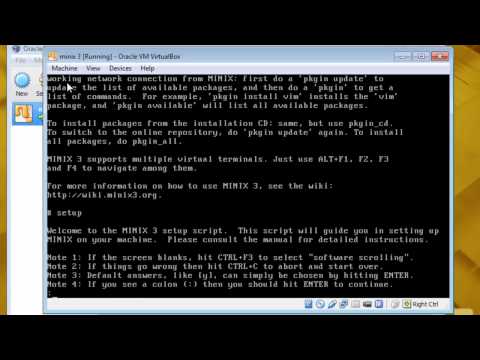 Install MINIX 3 in Virtualbox with Networking