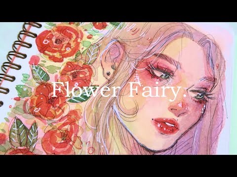 "Flower Fairy" Drawing Process + Speedpaint (Mossery Sketchbook Test)