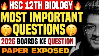 12th hsc biology important questions 2026 | biology class 12 hsc important questions 2026 12vi BOARD