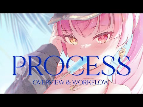 Houshou Marine Beach Illustration | Process