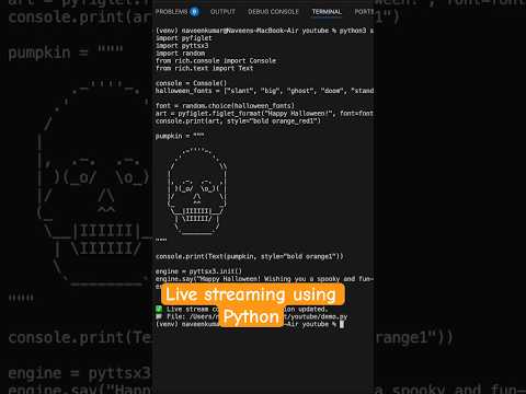 Python code with live streaming features #python