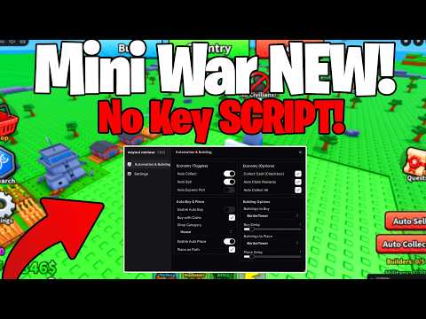 Roblox Mini War Script – Auto Collect, Auto Build, Auto Sell & More