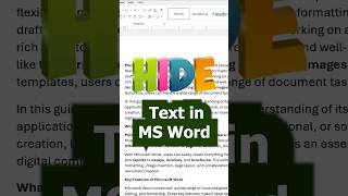 How to Hide text in ms Word | Text hide in Word #msword #mswordtrick #mswordshortcuts