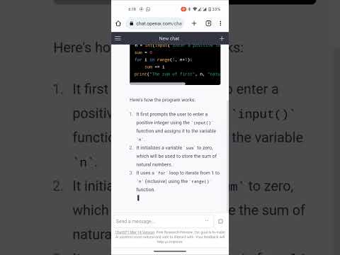 Python Program to Find the Sum of Natural Numbers #chatgpt #python #pythontutorial #pythonprogram