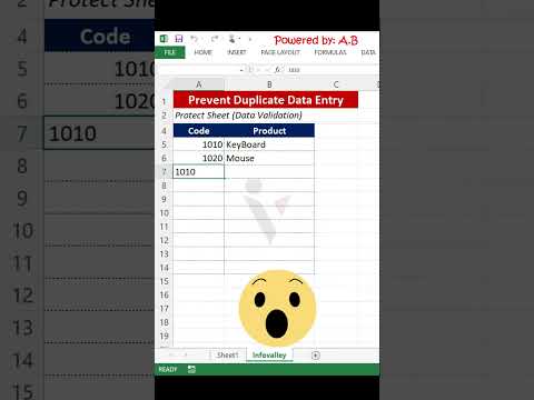 Prevent duplicate data entry in excel