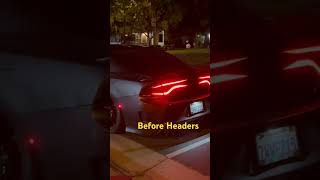 BBK Long Tube Headers before vs after cold start. 2020 scat e85, ported intake, headers #mopar