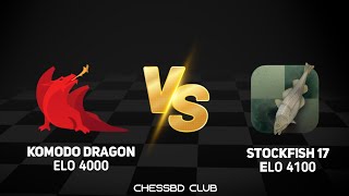 Komodo Dragon (ELO 4000) vs stockfish 17 (ELO 4100)|| chessbd club #chess #komododragons #stockfish