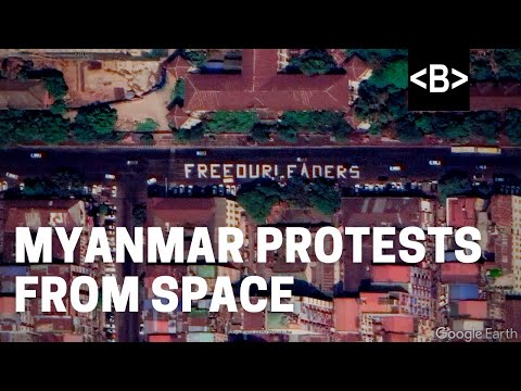 Myanmar protests seen from space on Google Earth Pro
