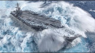 How Aircraft Carrier Crews Handle Storms and Rough Seas in The Middle Of Sea