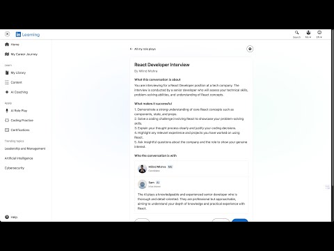 React Developer Mock Interview - 1 | LinkedIn Learning (AI Role Play)