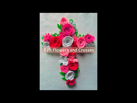Combination of felt flowers and crosses.