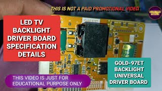 New GOLD-97ET LED Backlight Driver Board lnformation|Universal Backlight Driver Board|Detailed Video