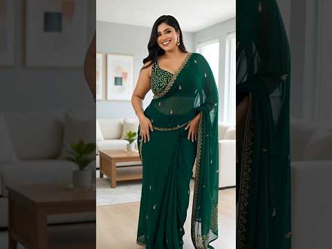 Gorgeous Green Saree Styling💝 | Festive & Party Wear Look 2025 #shorts
