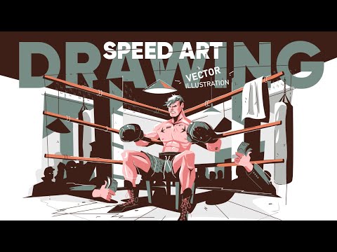 Boxer getting ready - Speed Art Drawing vector illustration
