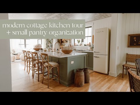 MODERN COTTAGE KITCHEN TOUR | KITCHEN LAYOUT + DESIGN | SMALL PANTRY ORGANIZATION | for the home