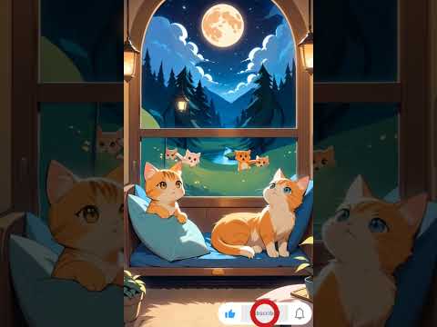 Cute Cat & Kittens Train Ride Under Full Moon | 3D Animation Shorts for Kids & Animal Lovers #shorts