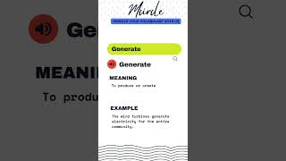 Meaning of Word  GENERATE #shortvideo #english #learning