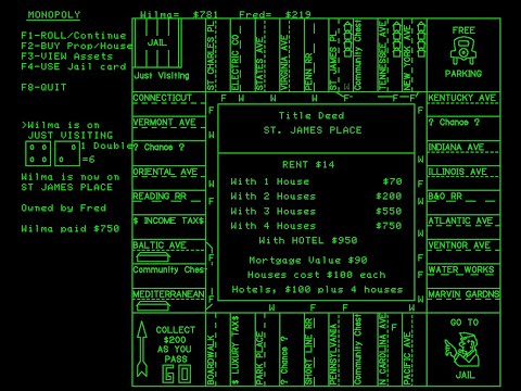 My vector graphics MONOPOLY game in BASIC for Tektronix 4050 computers