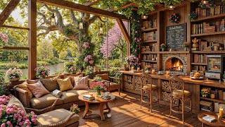 Cozy Spring Coffee Shop Ambience 🌸 Smooth Jazz Instrumental Music for Relaxing, Studying, Working