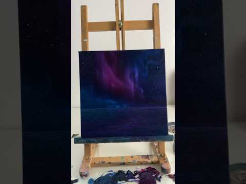 Couldn’t see the Northern Lights last night so I painted them instead #northernlights #oilpainting