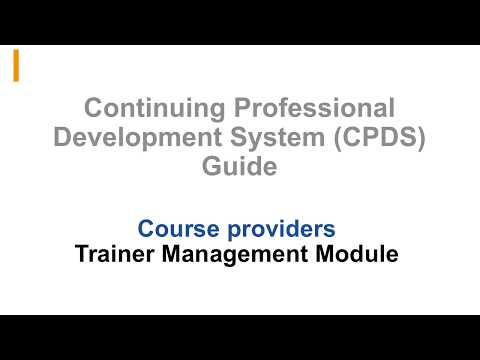 CPDS guide: Course providers (3/7) - Trainer Management Module
