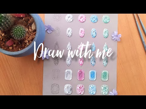 Painting every pastel colored gemstone (gouache painting) | Draw with me