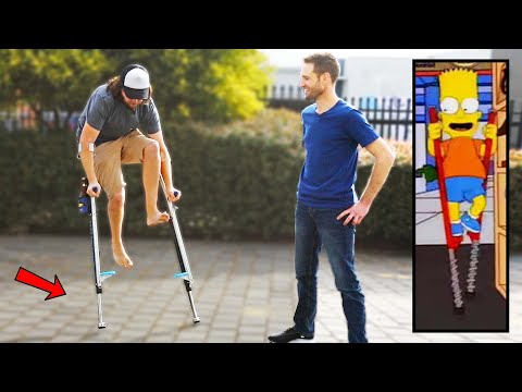 Pogo Stick Stilt Crutches Tested! - feat. Ozzy Man Reviews