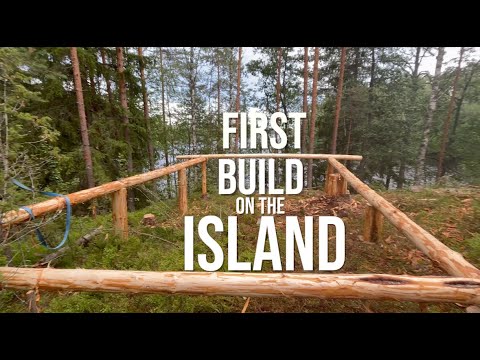 Felling Our First Tree And Making A Deck Out Of It  | Off Grid Island Ep.4