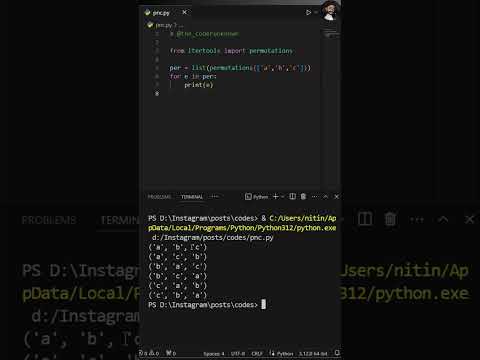 Permutations and combinations in python🐍🧑‍💻#python #coding #programmingtips #ezsnippet #maths #cse