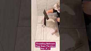 Installing Bathroom Floor Drain Tile Like a Pro! 🚿🔧 #BathroomUpgrade #DIY #TileWork