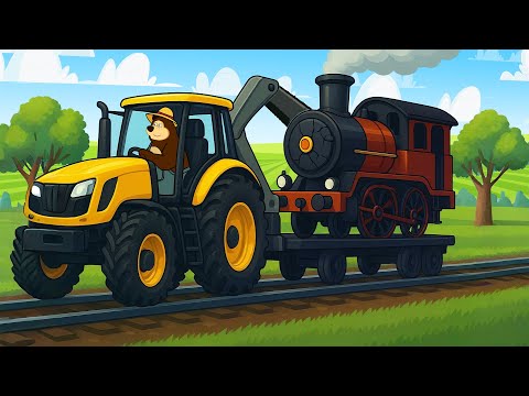 Farm Work: Train Breakdown on Track and Transport for Repair by Tractor | Vehicles Farm