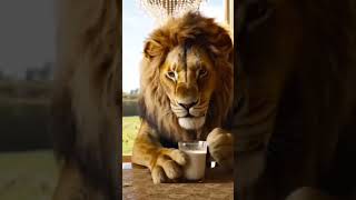 AI-Generated Lion Eats Cookies and Milk | Funny & Cute Animation #animalshorts #shorts #satisfying