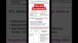eastern coald field mining recruitment 2022 #jobvacancy #examanalysis #exam #ssc #armyjob #short