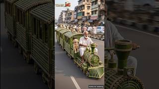 Poor man and animals build a train made of palm trees 🚂 #ai #train #craft
