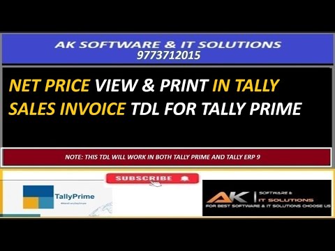 NET PRICE VIEW AND PRINT IN TALLY SALES INVOICE TDL FOR TALLY PRIME & TALLY ERP 9