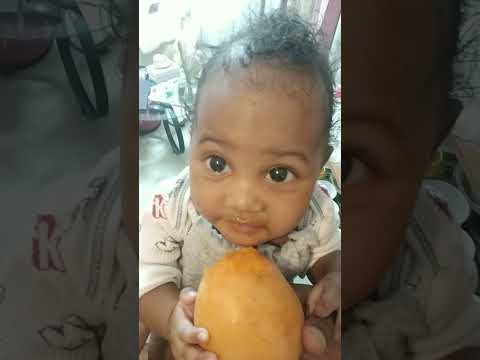 Abbie vs the Mango 🥭 #love #baby #funny #cute #cutebaby