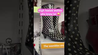 High heeled wellies who knew ? 😅 charity shop fun #charityshopping