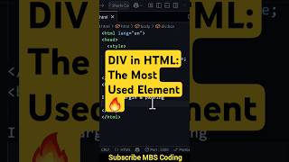 DIV in HTML: The Most Used Element 🔥| #webdev #27 | #shorts #html #htmltag #htmltutorial