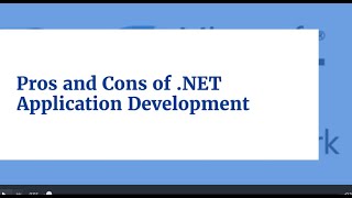 Pros and Cons of .NET Application Development