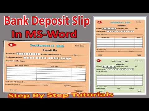How to Make Bank Deposit slip in MS Word | ব্যাংক আমানত স্লিপ তৈরী করুন খুব সহজে MS Word এর মাধ্যমে।