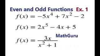 Even and Odd Function | Example 1