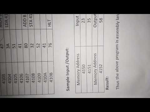 Addition program using 8085 microprocessor-Part-2
