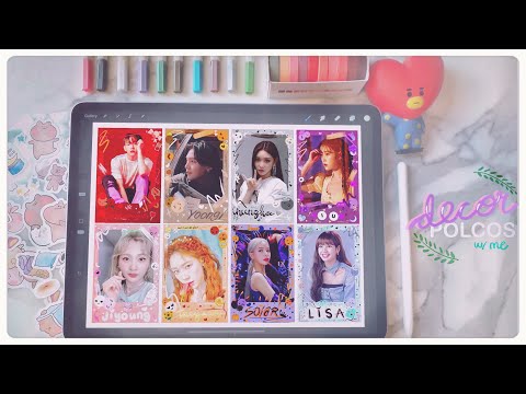 DIY + Decorate K-POP Polaroids / Polcos Digitally in Procreate With Me ! ❤️ // BTS, Exo, IU, etc.✨