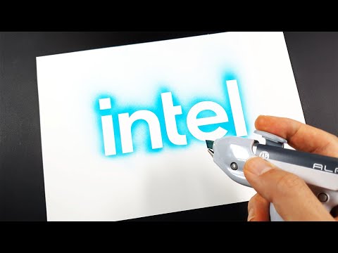 How to draw Intel logo with a stencil | Logo art | Stencil art