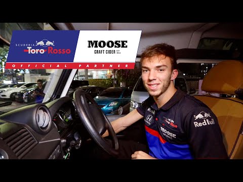 Formula 1 driver for Toro Rosso, Pierre Gasly,  arrives in Bangkok for the Moose Craft Cider event