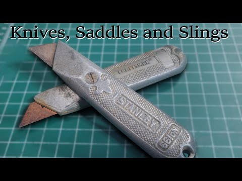 Two old Knives, a horse Saddle and a Vintage SKS Sling - Restoration Fun!