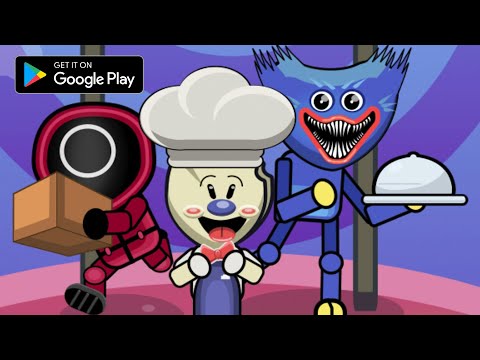 Trailer of the game "Funny Horror Restaurant idle" !! make a million with Huggy Wuggy !!