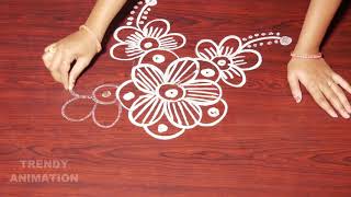 Awesome simple and easy rangoli design | Muggulu | Latest rangoli designs | trendyanimation |